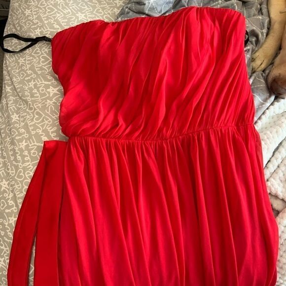 Formal red strapless dress - Picture 6 of 9